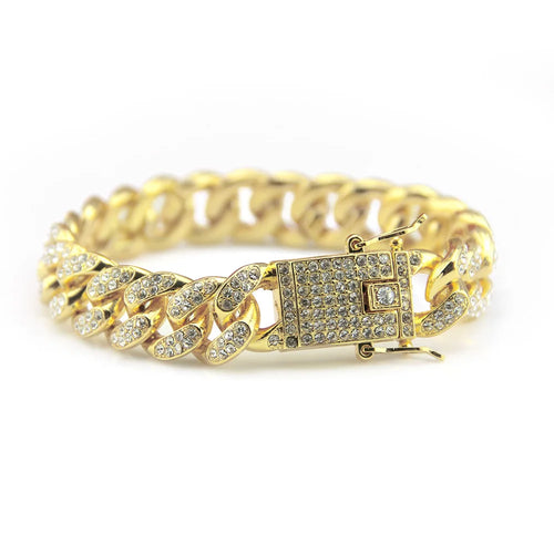 Bracelet Cuban Link iced-out – Style luxe avec fermoir serti